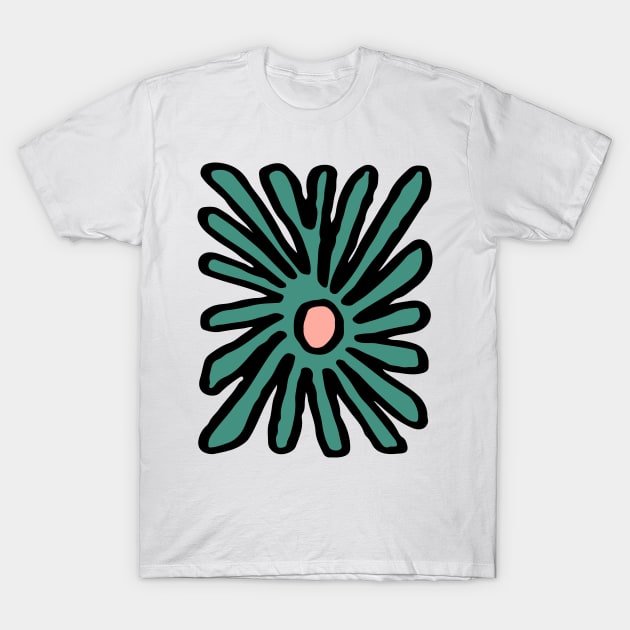 Groovy Square Flower in Green T-Shirt by JunkyDotCom